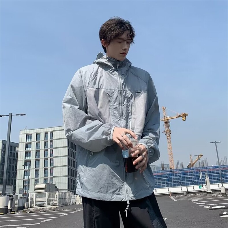 春夏夹克大口袋拼接时尚防晒衣F13,男装夹克,星座1116A-1（原606A）