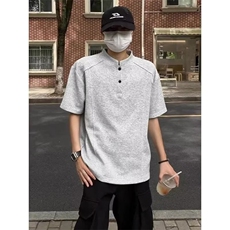 丝光棉polo衫男短袖2026夏季潮牌高端商务翻领t恤黑色上衣服带领，男装T恤，星座506A