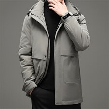 羽绒服男装中长款2023年冬新款连帽休闲百搭外套SNNYR86R315-P345，男装羽绒服，电商B212（原钱塘6029）