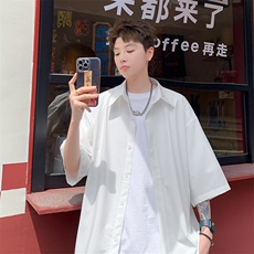 2026夏休闲褶皱冰丝凉感短袖五分袖半袖衬衫CS1800/特P30白色2，男装T恤，电商A094
