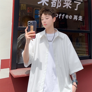 2026夏休闲褶皱冰丝凉感短袖五分袖半袖衬衫 CS1800/特P30 白色2图片