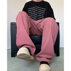 美式粉色牛仔裤潮牌男直筒工装裤子oversize阔腿裤RK2284-P40
