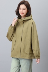 妈妈春秋季外套时尚休闲中年女上衣2025年新款派克服薄款短款风衣，女装风衣，江忆布依