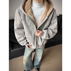 现货！PU皮座山雕休闲复古加绒保暖仿兔毛连帽棉衣外套TX257-P90，男装棉衣，电商C213(原B265)