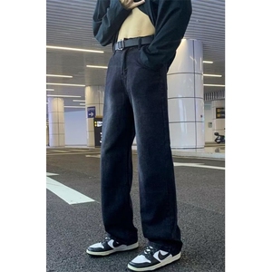 原色牛仔裤男宽松直筒阔腿拖地慵懒松弛垂感拖地裤子 N101图片