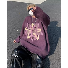 慵懒宽松美式复古设计感圆领套头针织毛衣上衣男女秋冬MY256，男装针织衫/毛衣，星座1116A-1（原606A）