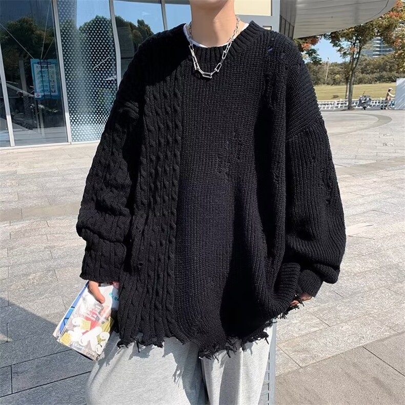 美式街头暗黑系纯色oversize毛衣男款MY176P43图片