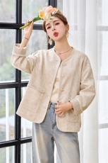 2025年开春季新款文艺棉麻刺绣花高级感新中式国风春秋短款外套女，女装短外套，瑶迪依秀