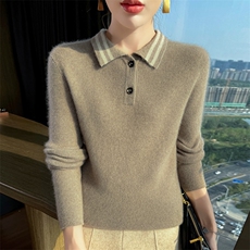 2025舒适百搭简约polo领套头衫，女装羊绒衫，更慕羊绒