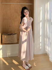 小香风粉色收腰露背连衣裙女2025夏季新款流行爆款绝美减龄长裙子，女装连衣裙，慧尚2-185