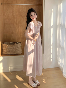 小香风粉色收腰露背连衣裙女2025夏季新款流行爆款绝美减龄长裙子图片