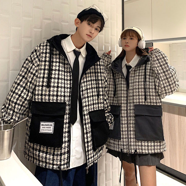 A906P125冬季休闲格子口袋棉衣外套工装棉服情侣棉袄文艺,男装棉衣,星座115A(原星座507）