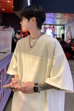 ！2025夏季新款男士烧花鹿皮绒短袖T恤半袖TL2409特P25控48，男装T恤，电商B220