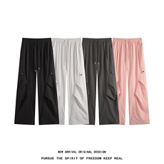 YK123P35品质保障！平铺夏季垂感冰凉褶皱复古工装口袋休闲裤，男装休闲裤，电商A249