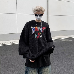 复古着设计小众慵懒风绿色条纹高级感显瘦休闲毛衣男女潮春图片