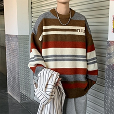 B384P48秋冬男装毛衣时尚休闲宽松打底衫条纹鹿毛绒，男装针织衫/毛衣，星座512-6