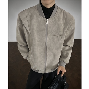 金属装饰雾霾解构大码M-5XL面层：PU皮夹克男JK78049P85控138图片