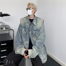 美式水洗牛仔夹克男秋季ins潮牌复古设计感小众情侣款外套JK8928，男装夹克，星座1116A-1（原606A）