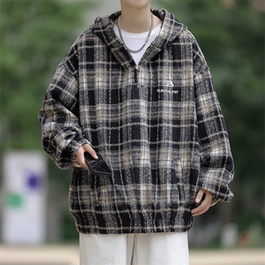 工装痞帅夹克美式复古格子连帽日系潮牌外套cityboy男 W7922-P58图片