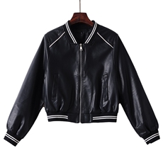 欧货皮衣外套女机车服短款上衣2023秋季新款pu皮棒球服夹克潮ins，女装皮衣，江南女神