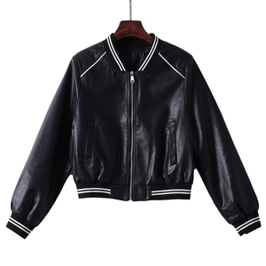 欧货皮衣外套女机车服短款上衣2023秋季新款pu皮棒球服夹克潮ins图片