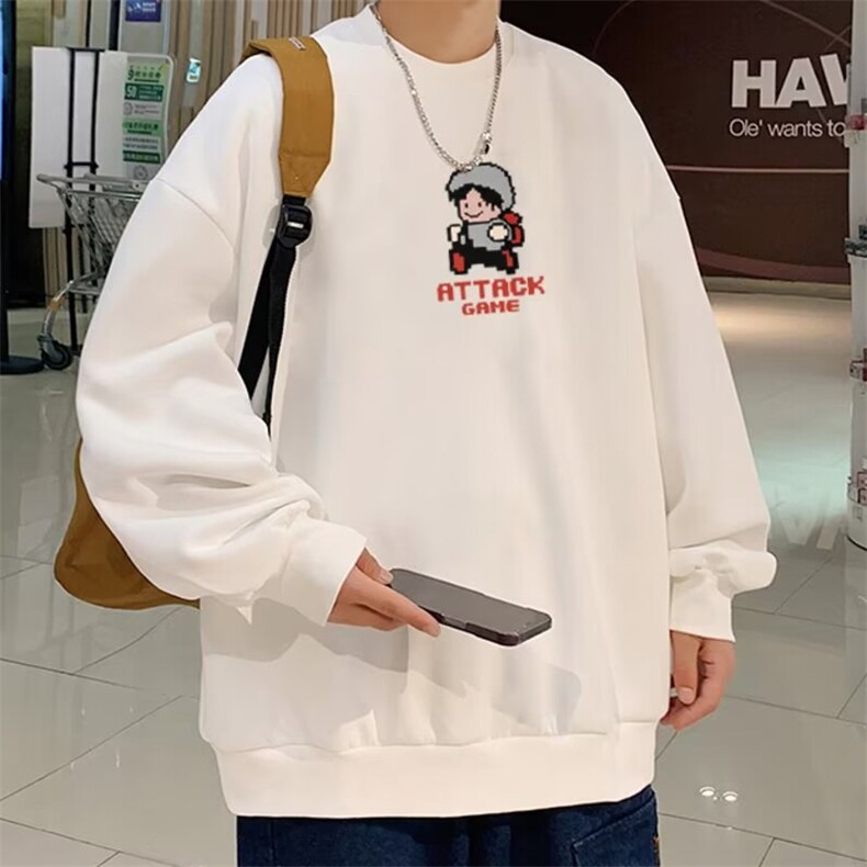 350g潮牌卡通圆领情侣长袖打底衫上衣服束口T恤卫衣Y14-P38网图,男装T恤,电商B245