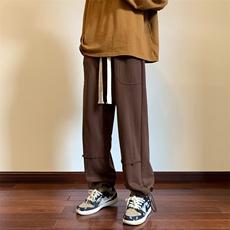 秋季毛边拼接贴袋抽绳卫裤地板景XZ604-KP81-P55控68，男装休闲裤，星座604