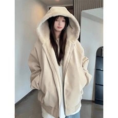 荔枝纹皮座山雕外套男女款冬季加绒加厚皮衣棉服美式毛领夹克棉衣，男装夹克，星座813-2