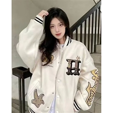 小熊刺绣棒球服外套少女2025秋冬中学生学院风卫衣外套JK39，女装短外套，星座1116A（原606A-3）