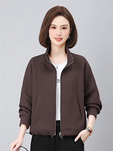长期有货休闲百搭立领卫衣开衫短外套女2026春秋新款妈妈夹克上衣图片