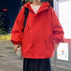 纯色男士冲锋衣薄款宽松连帽大码外套潮流夹克A266-JK8018-P45，男装夹克，电商A266