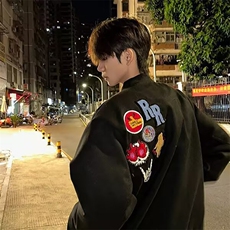 网图美式宽松夹棉加厚棒球服外套休闲夹克棉衣A025-XY1211-P78，男装夹克，电商A025