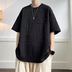 夏季短袖T恤男士美式潮牌提花半袖宽松 1001-1-T35-P28图片