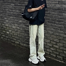 现货高品质泥黄微喇男女款牛仔裤XZ610A-1-Y028-P50，男装牛仔裤，星座610A-1