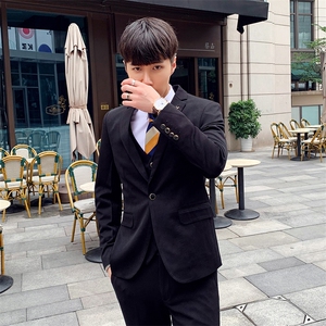 秋冬一粒扣糖果色眼睛款西服套男三件套小西装外套A470-TZ78图片