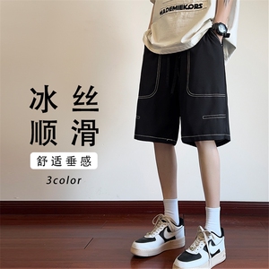 特批P25无差价夏季新款设计感小众直筒五分裤男休闲大码短裤DK182图片