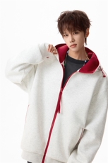 春季26新款撞色连帽卫衣宽松美式开衫外套男C64132-TP4588，女装短外套，电商A102