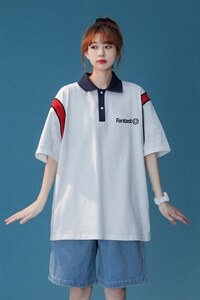 中性 夏季潮流拼色全棉宽松情侣短袖POLO衫T恤 PL157 P45控68图片