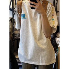 复古字母刺绣短袖男夏季新款重磅T恤潮牌宽松圆领半袖上衣T84，男装T恤，星座1116A（原606A-3）