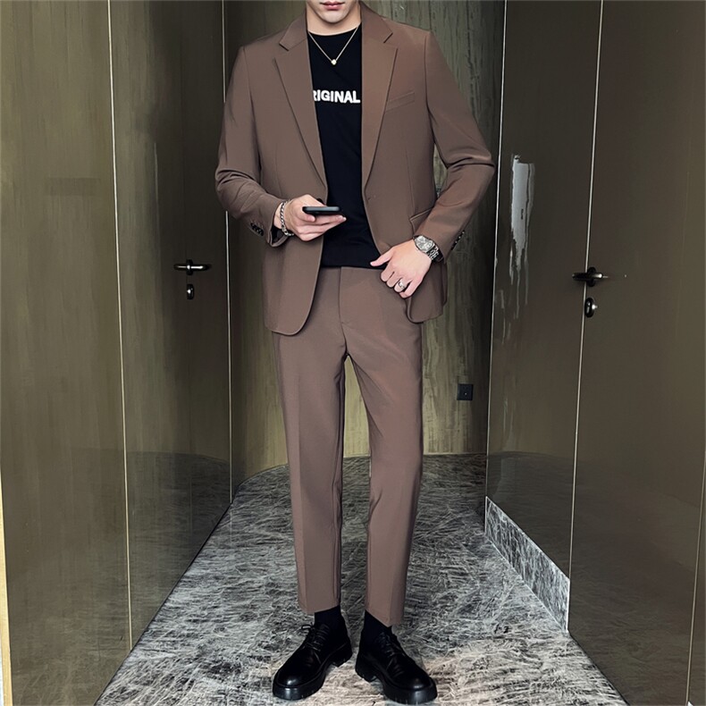 痞帅休闲潮流宽松轻熟风学院风西服套装男士网红外套秋冬款，男装西服套装，星座505-2（原电商A260-1)