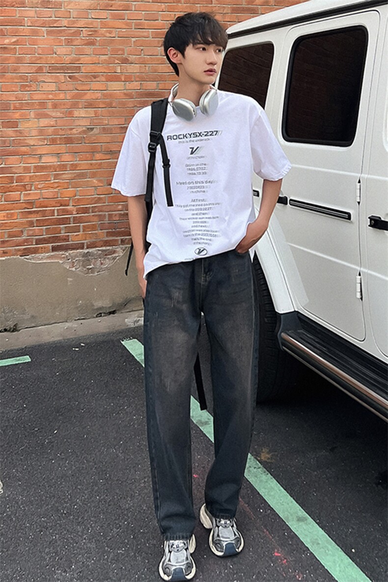 休闲牛仔裤男春夏2025新款宽松直筒阔腿潮流美式长裤778-P45,男装牛仔裤,电商A178