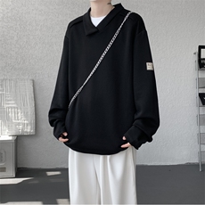 大皂风设计款柔软舒适日常基础百搭不规则翻领长袖卫衣WY03/TP32，男装卫衣，电商B318