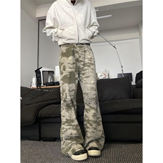 K842-P58秋冬男士迷彩微喇休闲裤宽松直筒阔腿拖地裤长裤，男装休闲裤，电商B327