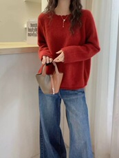 2026年秋季时尚百搭通勤简约休闲新年款花边卷边插肩袖，女装羊毛衫，圣旺供货