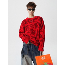 8872-P682025年秋冬季新款休闲毛衣男士时尚圆领长袖宽松针织衫，男装针织衫/毛衣，电商A113