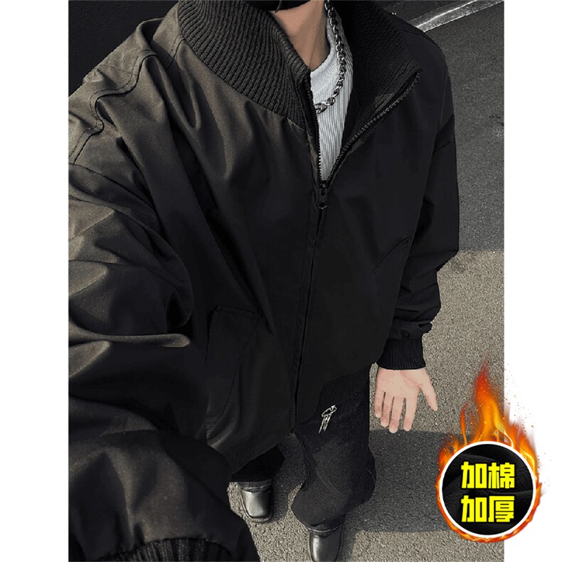 棉衣5W件现货冬季美拉德立领飞行夹克廓形高街棒球服加棉加厚外套，男装夹克，电商A486