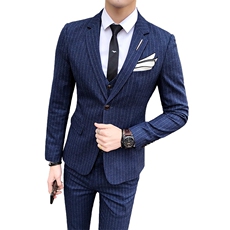 条纹黑色西服套装三件套商务礼服正装西装SJT-X30-P285，男装西服，星座1012