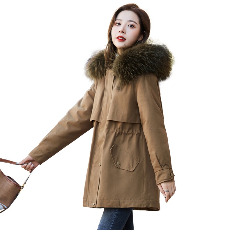 2024新款时尚保暖棉衣女宽松显瘦长款外套毛领设计冬季必备单品,女装棉衣/棉服,贵人树