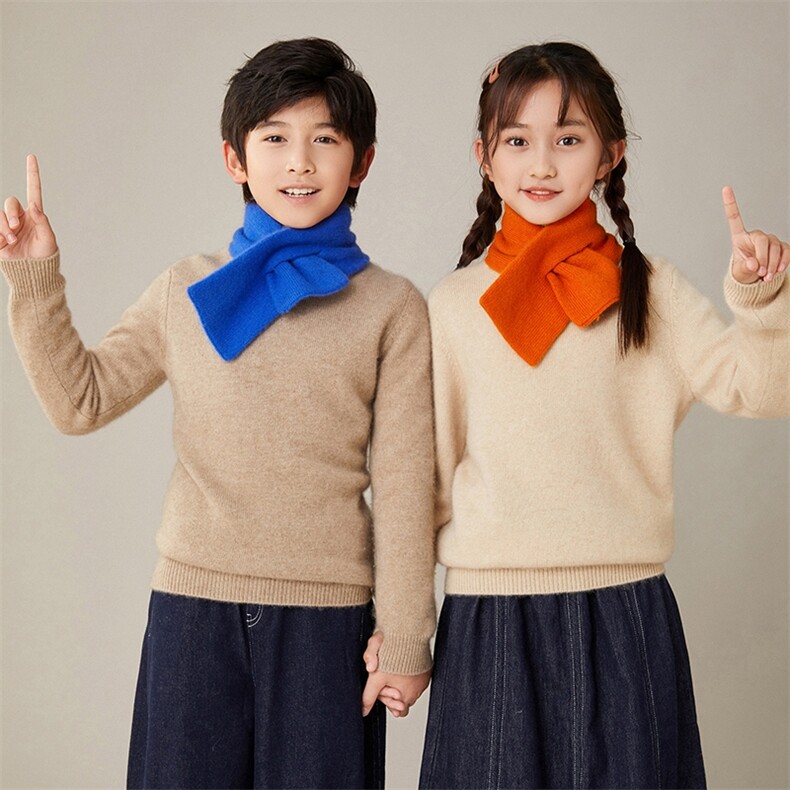 2024秋季新款休闲百搭时尚35%围巾，童装儿童配饰，奥赛羊绒童装