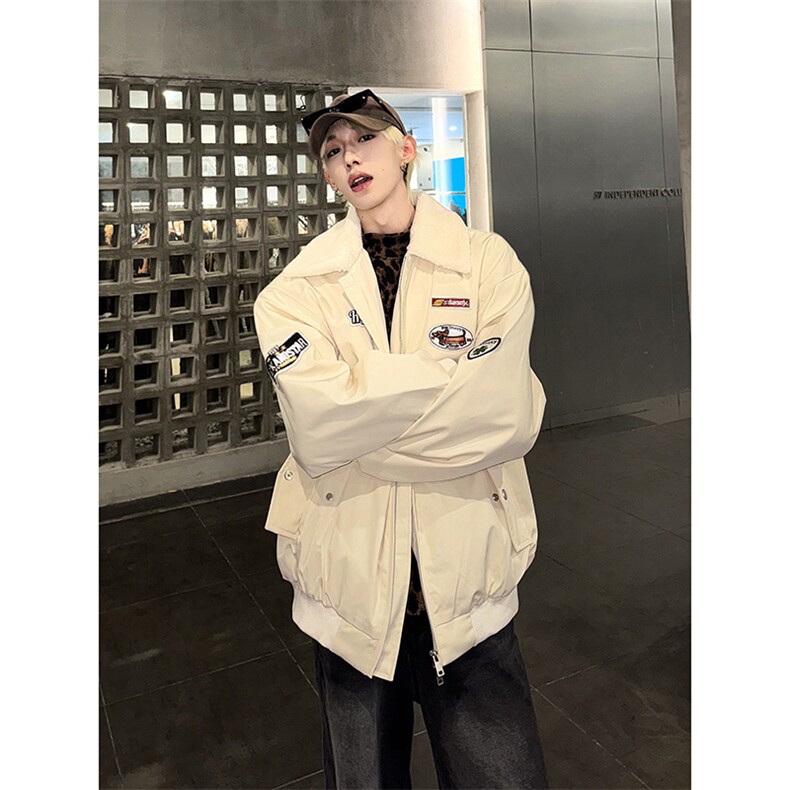 2025冬款翻领摇粒绒拼色绣标棉服218-7-M128-P115-控148,男装棉衣,星座218-7